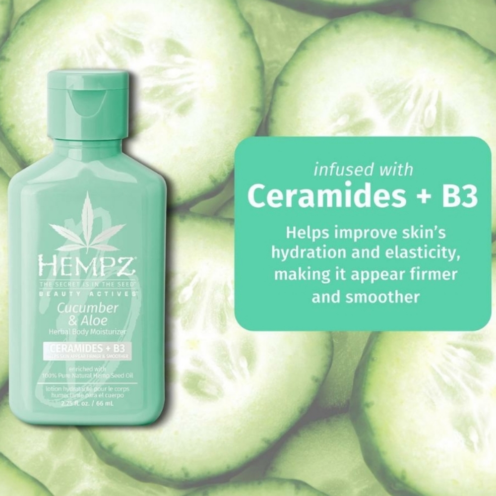 HEMPZ CUCUMBER & ALOE HERBAL BODY MOISTURIZER WITH CERAMIDES + B3
